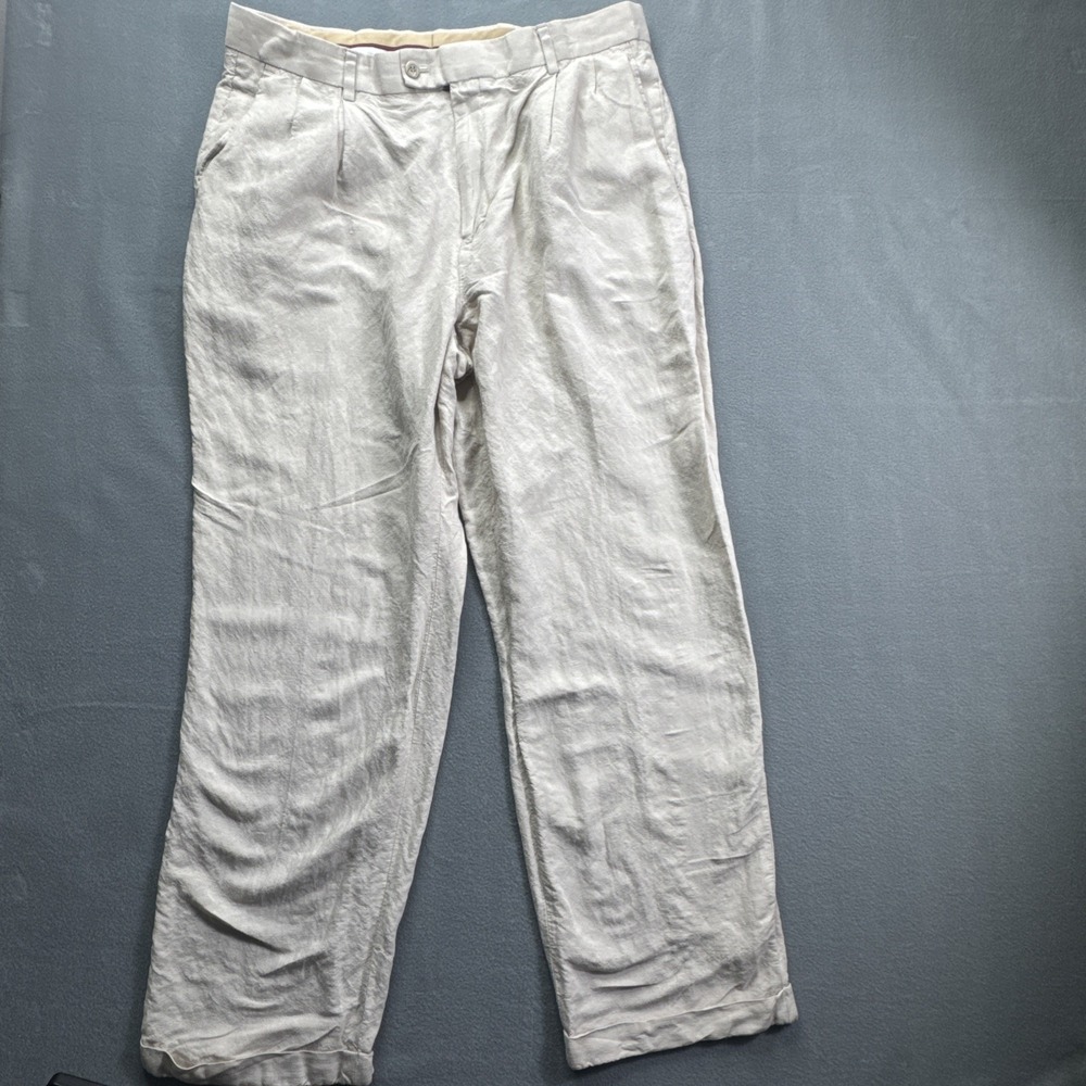 LOUIS RAPHAEL Rosso Linen blend pant Mens Size 36 x 32 Coastal Preppy Minimalist